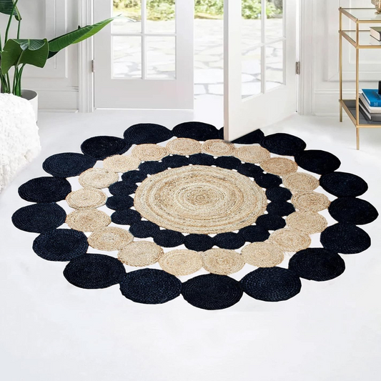 DN Handicraft Eco Round Jute Rug – Handmade Natural Fiber Carpet for Bedroom, Patio & Entryway Décor
