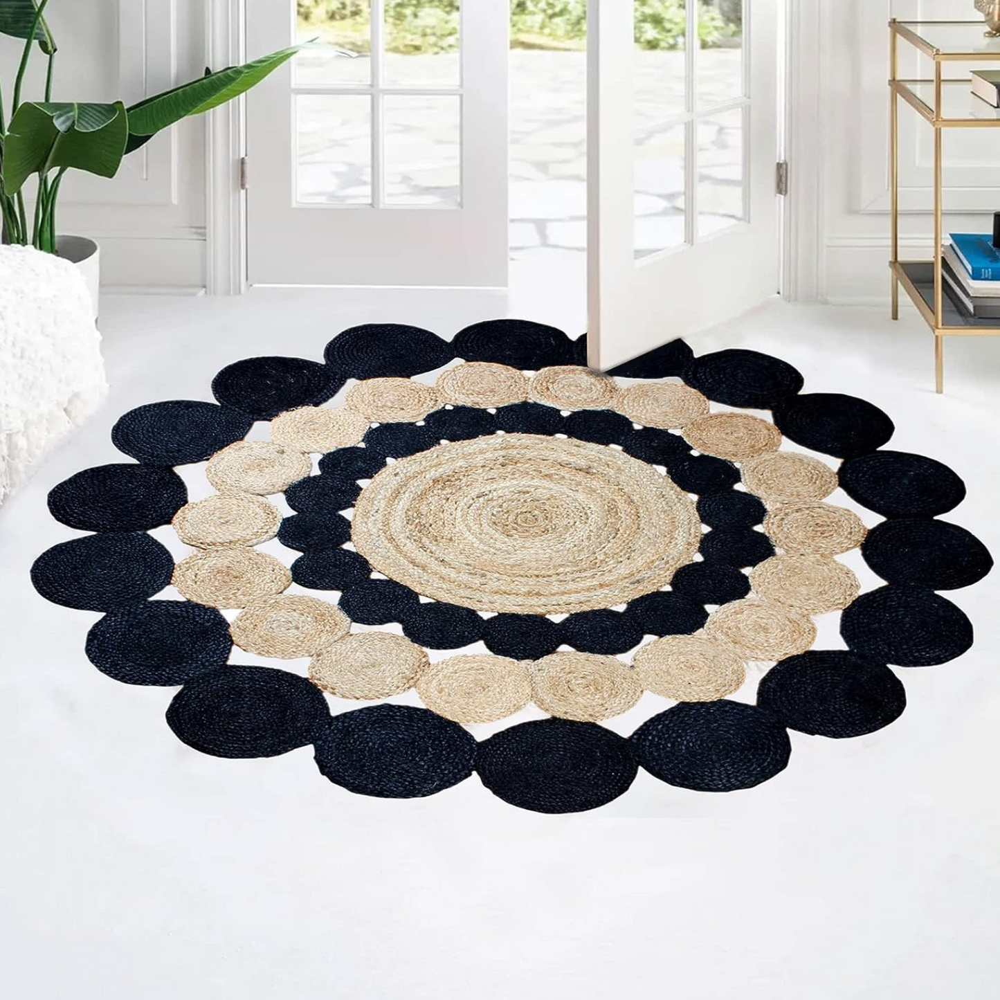 DN Handicraft Eco Round Jute Rug – Handmade Natural Fiber Carpet for Bedroom, Patio & Entryway Décor