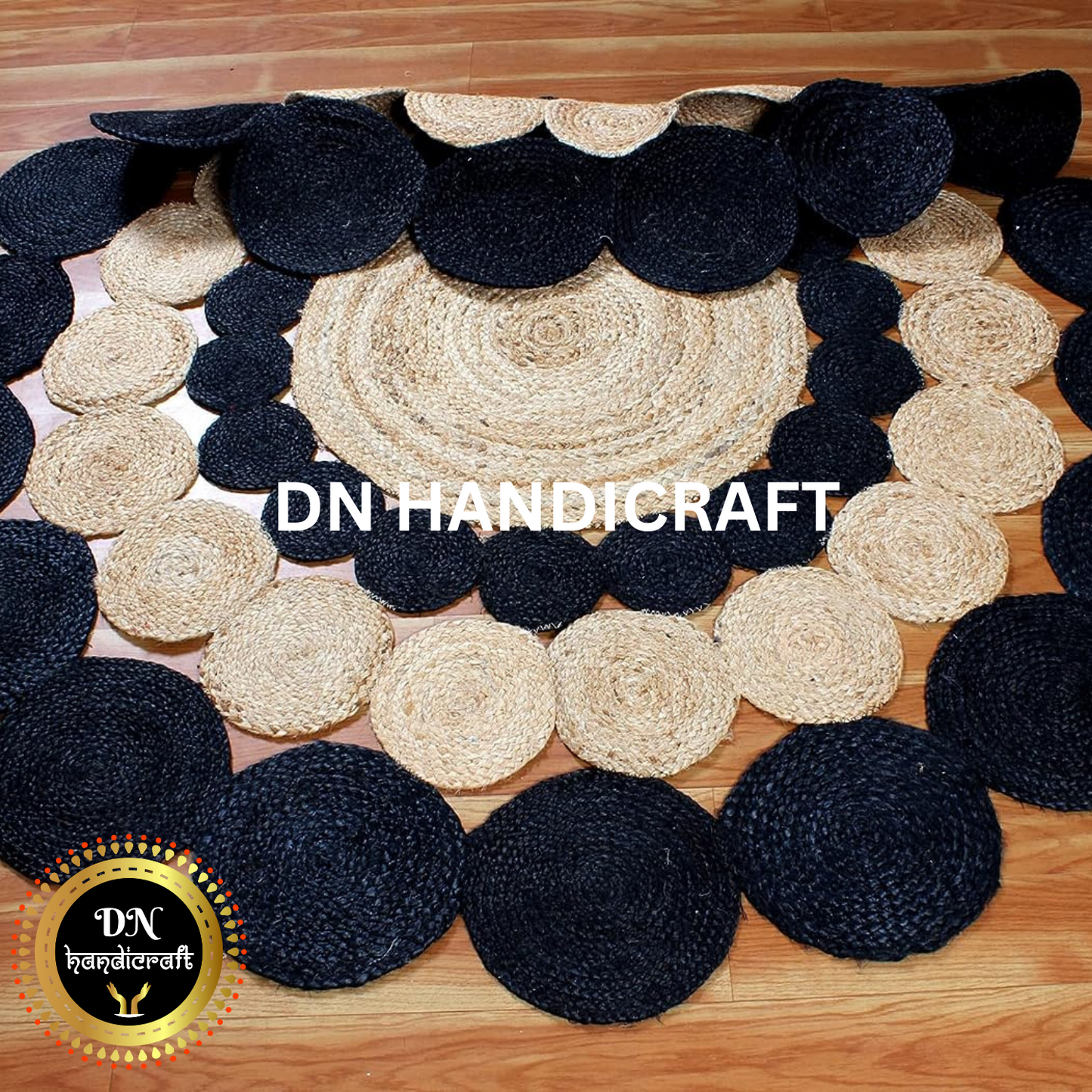 DN Handicraft Eco Round Jute Rug – Handmade Natural Fiber Carpet for Bedroom, Patio & Entryway Décor