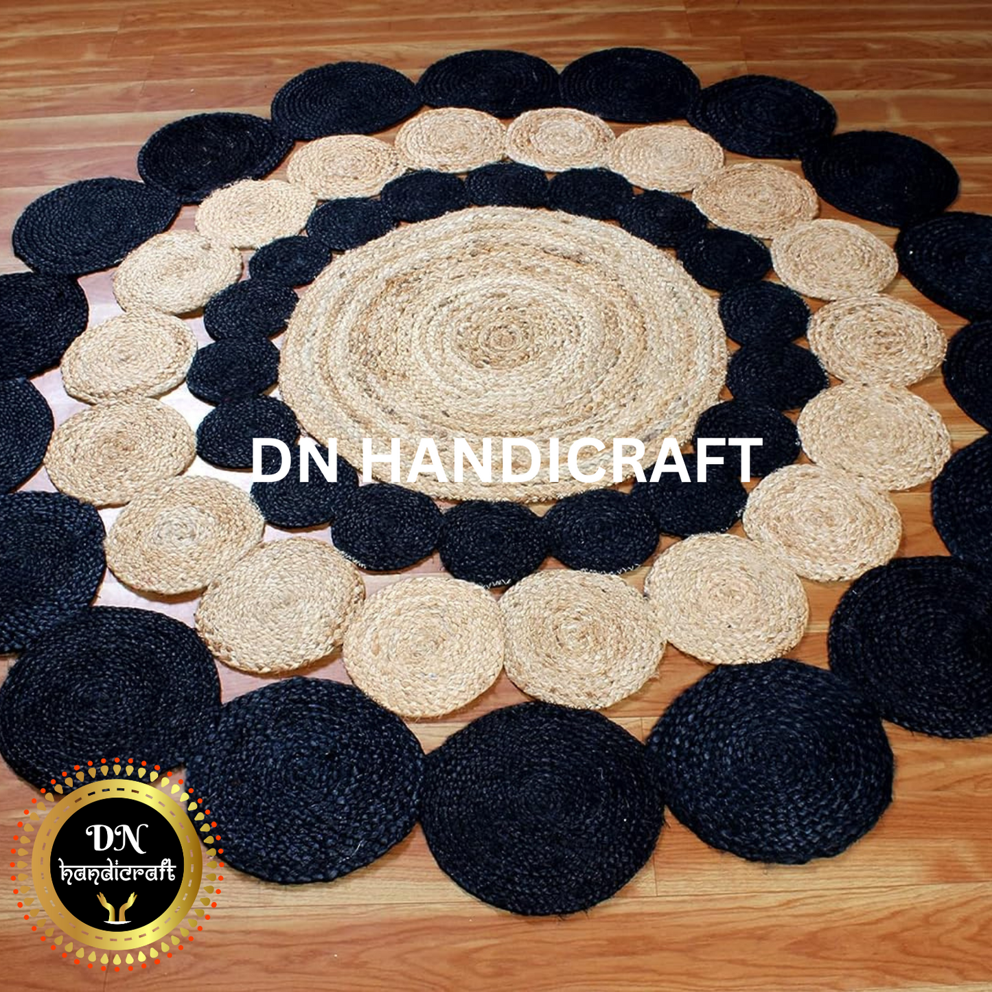 DN Handicraft Eco Round Jute Rug – Handmade Natural Fiber Carpet for Bedroom, Patio & Entryway Décor