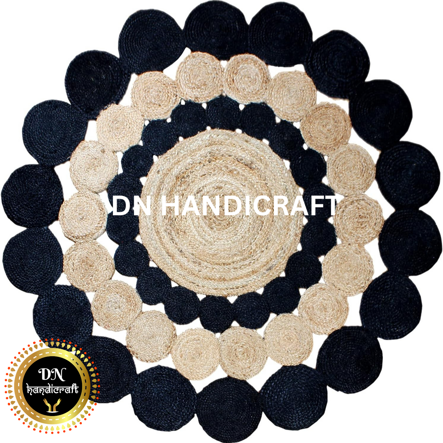 DN Handicraft Eco Round Jute Rug – Handmade Natural Fiber Carpet for Bedroom, Patio & Entryway Décor