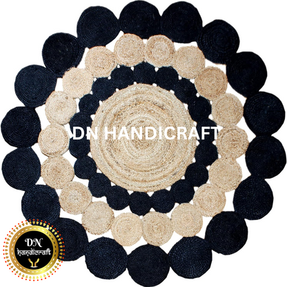 DN Handicraft Eco Round Jute Rug – Handmade Natural Fiber Carpet for Bedroom, Patio & Entryway Décor