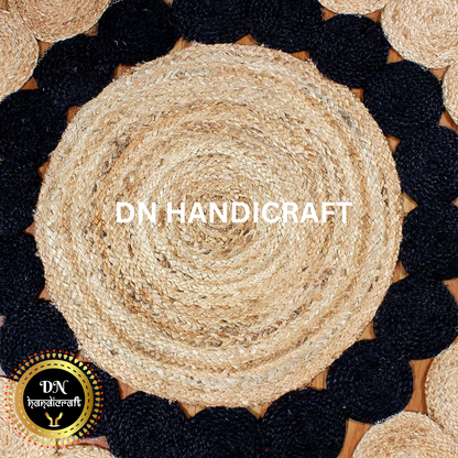 DN Handicraft Eco Round Jute Rug – Handmade Natural Fiber Carpet for Bedroom, Patio & Entryway Décor