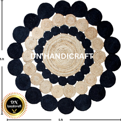 DN Handicraft Eco Round Jute Rug – Handmade Natural Fiber Carpet for Bedroom, Patio & Entryway Décor