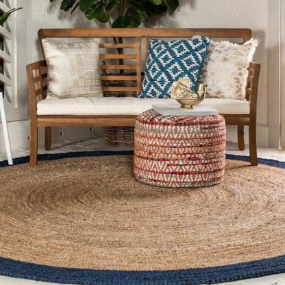 DN Handicraft Rustic Handmade Round Jute Rug – Durable Eco-Friendly Carpet for Living Room Décor