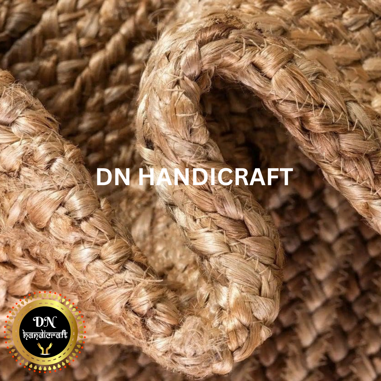 DN Handicraft Rustic Handmade Round Jute Rug – Durable Eco-Friendly Carpet for Living Room Décor