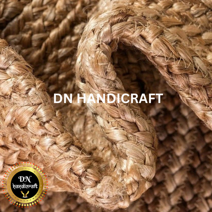 DN Handicraft Rustic Handmade Round Jute Rug – Durable Eco-Friendly Carpet for Living Room Décor