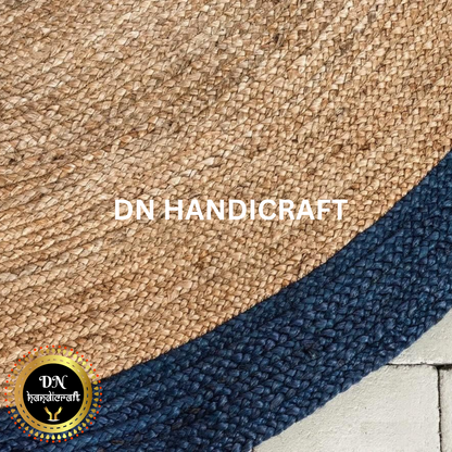 DN Handicraft Rustic Handmade Round Jute Rug – Durable Eco-Friendly Carpet for Living Room Décor