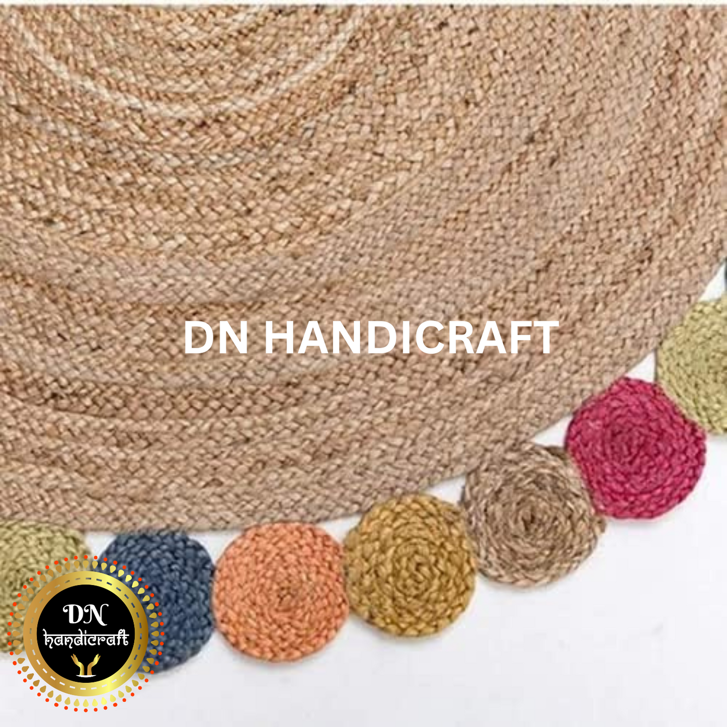 DN Handicraft Bohemian Round Jute Rug – Handmade Natural Braided Carpet for Cozy Interiors