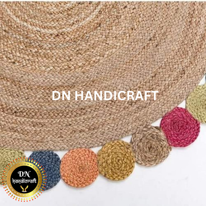 DN Handicraft Bohemian Round Jute Rug – Handmade Natural Braided Carpet for Cozy Interiors