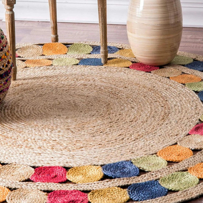 DN Handicraft Decorative Handwoven Round Jute Rug – Eco-Friendly Carpet for Rustic & Modern Homes