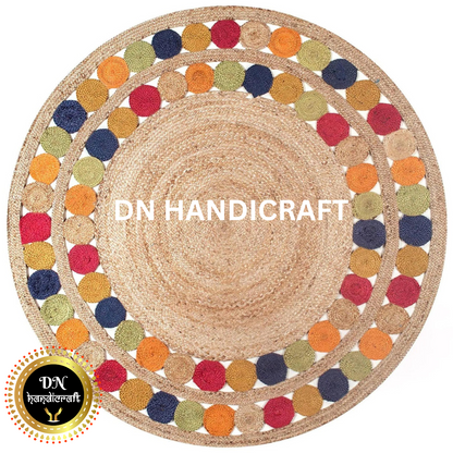DN Handicraft Decorative Handwoven Round Jute Rug – Eco-Friendly Carpet for Rustic & Modern Homes