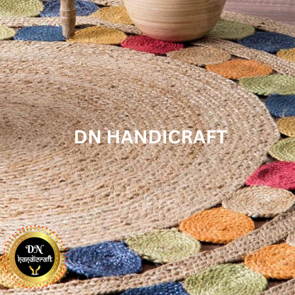 DN Handicraft Decorative Handwoven Round Jute Rug – Eco-Friendly Carpet for Rustic & Modern Homes