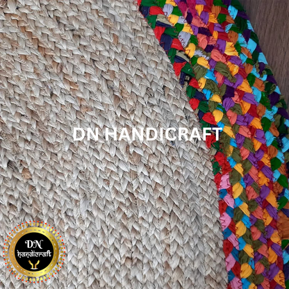 DN Handicraft Round Natural Jute Rug – Handmade Braided Eco-Friendly Carpet for Floor Decoration