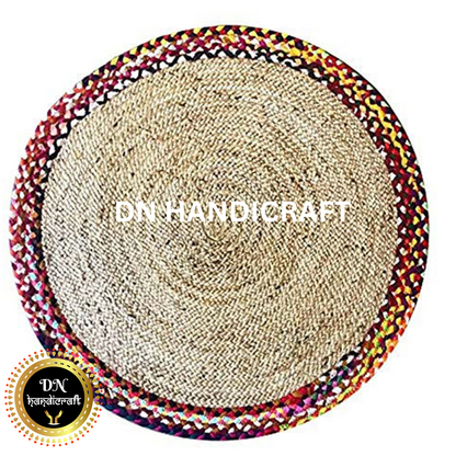 DN Handicraft Round Natural Jute Rug – Handmade Braided Eco-Friendly Carpet for Floor Decoration