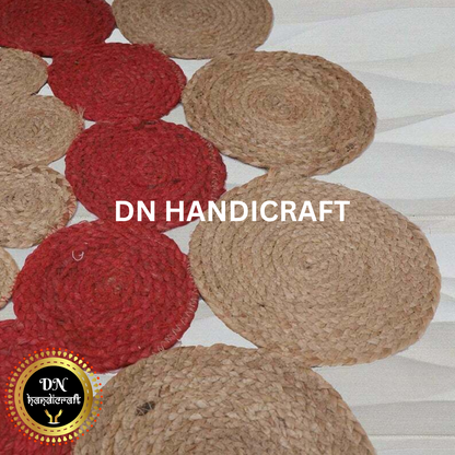 DN Handicraft Woven Round Jute Rug – Eco-Friendly Handmade Carpet for Bedroom, Dining & Living Décor
