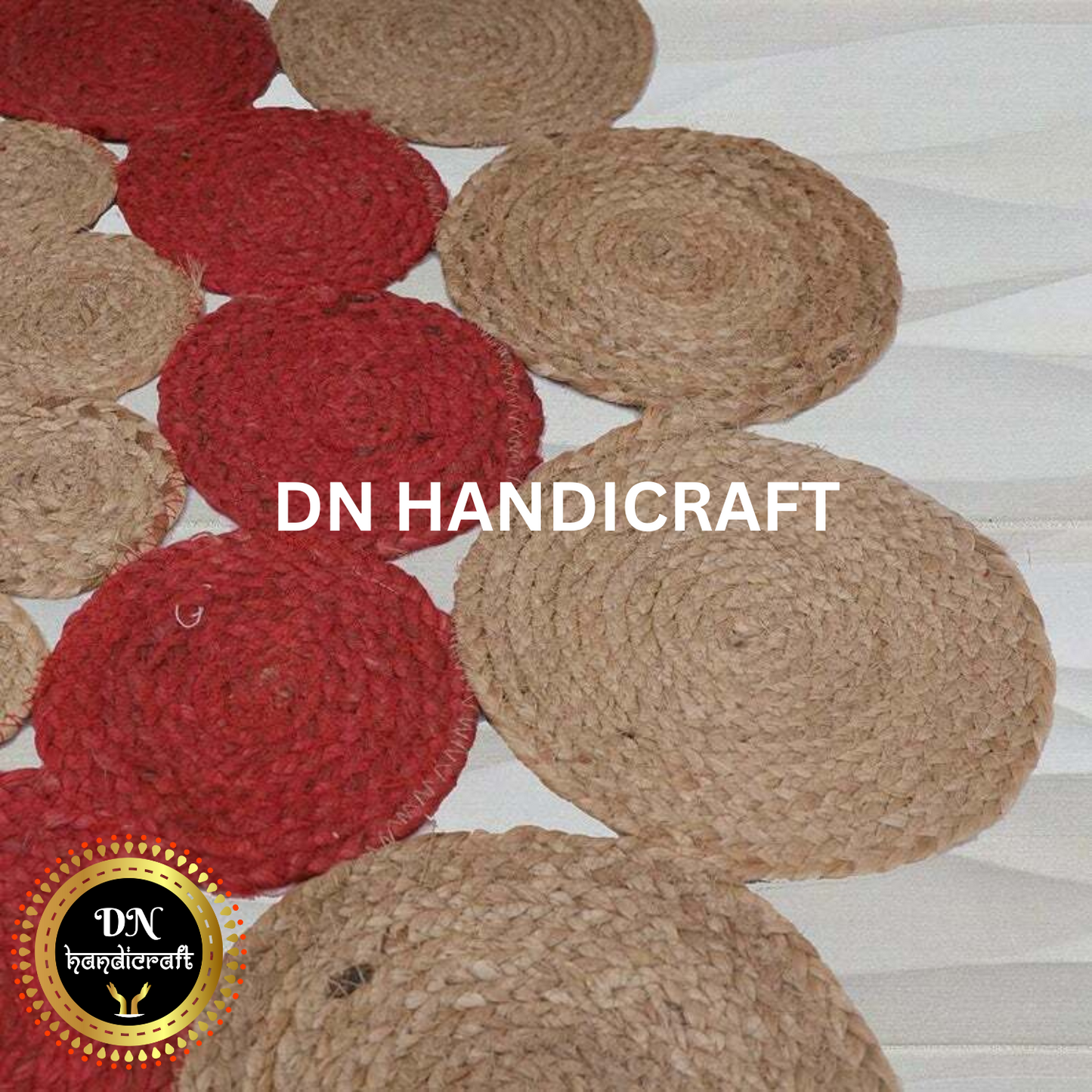 DN Handicraft Woven Round Jute Rug – Eco-Friendly Handmade Carpet for Bedroom, Dining & Living Décor