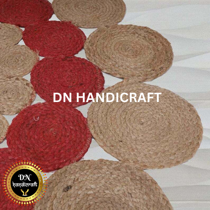 DN Handicraft Woven Round Jute Rug – Eco-Friendly Handmade Carpet for Bedroom, Dining & Living Décor