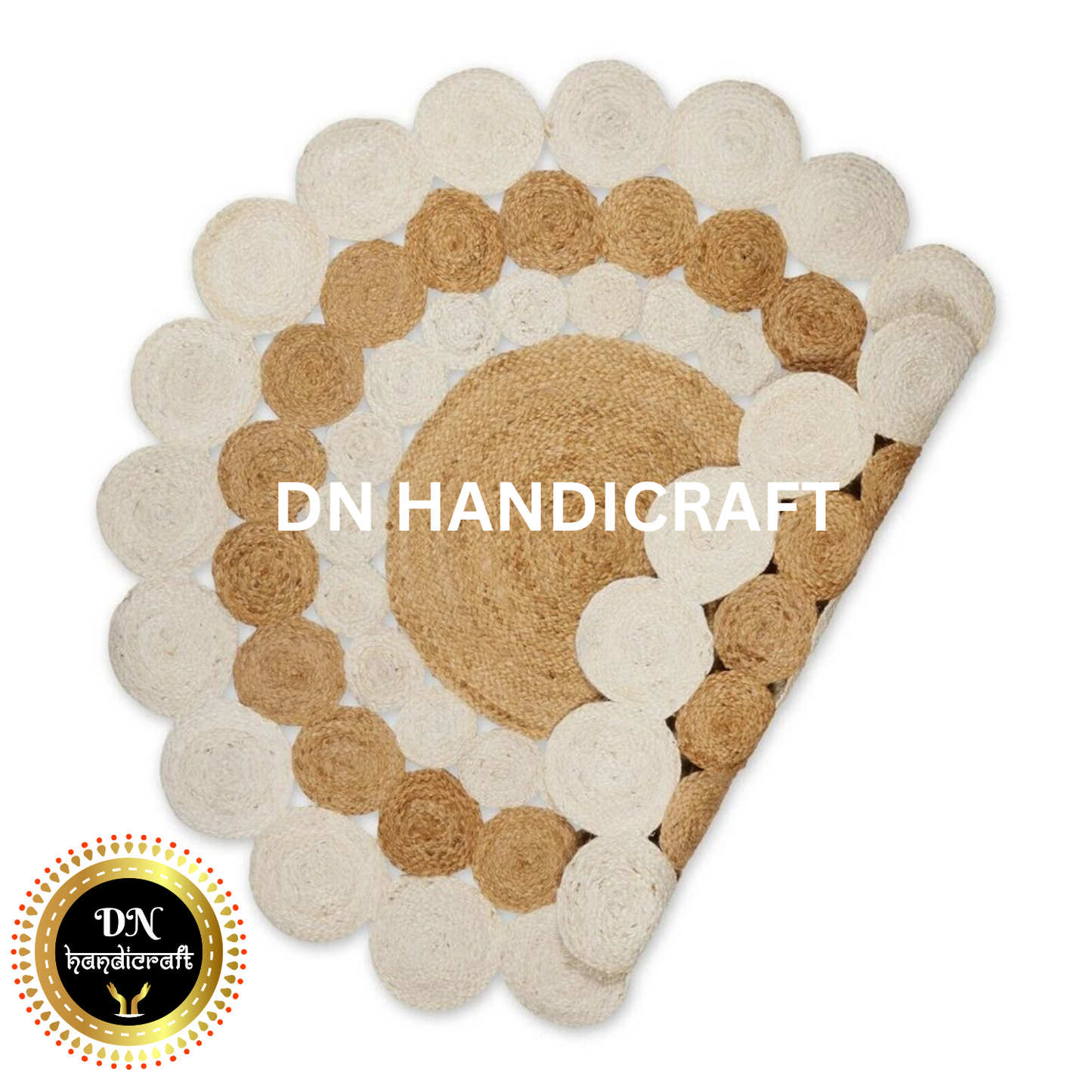 DN Handicraft Handmade Rustic Round Jute Rug – Natural Eco-Friendly Braided Carpet for Stylish Homes