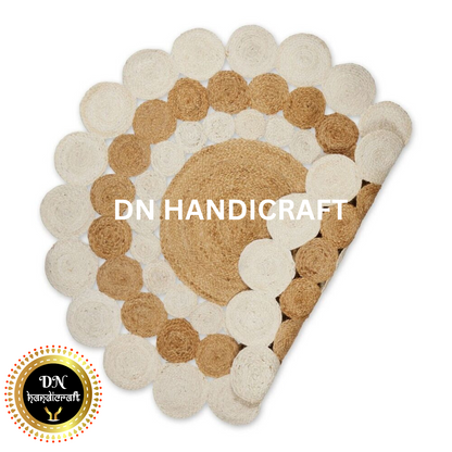 DN Handicraft Handmade Rustic Round Jute Rug – Natural Eco-Friendly Braided Carpet for Stylish Homes