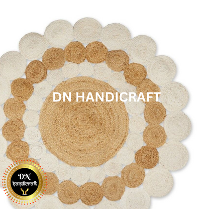DN Handicraft Handmade Rustic Round Jute Rug – Natural Eco-Friendly Braided Carpet for Stylish Homes