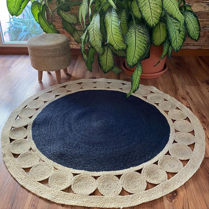 DN Handicraft Eco Round Jute Rug – Handmade Braided Natural Carpet for Farmhouse & Modern Home Décor