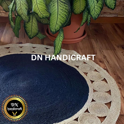 DN Handicraft Eco Round Jute Rug – Handmade Braided Natural Carpet for Farmhouse & Modern Home Décor