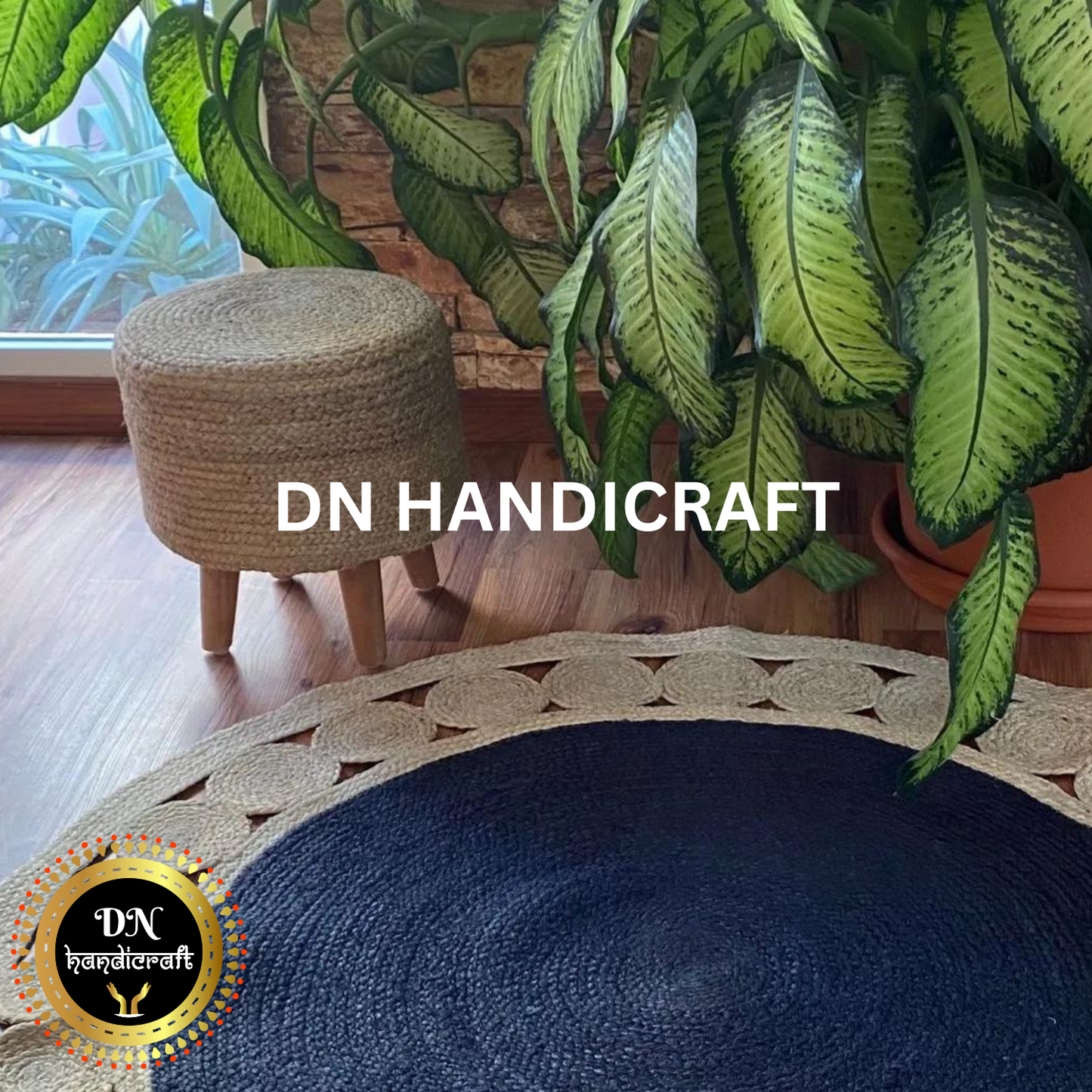 DN Handicraft Eco Round Jute Rug – Handmade Braided Natural Carpet for Farmhouse & Modern Home Décor