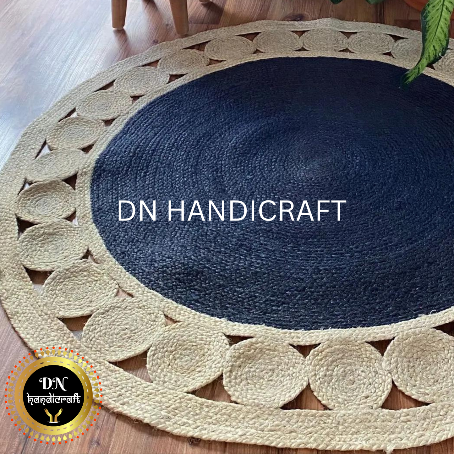 DN Handicraft Eco Round Jute Rug – Handmade Braided Natural Carpet for Farmhouse & Modern Home Décor