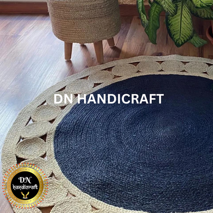 DN Handicraft Eco Round Jute Rug – Handmade Braided Natural Carpet for Farmhouse & Modern Home Décor