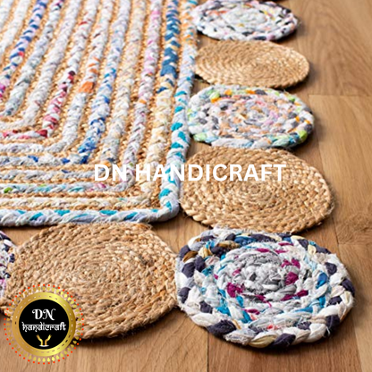 DN Handicraft Handmade Round Jute Rug – Natural Eco-Friendly Braided Carpet for Living Room, Bedroom &