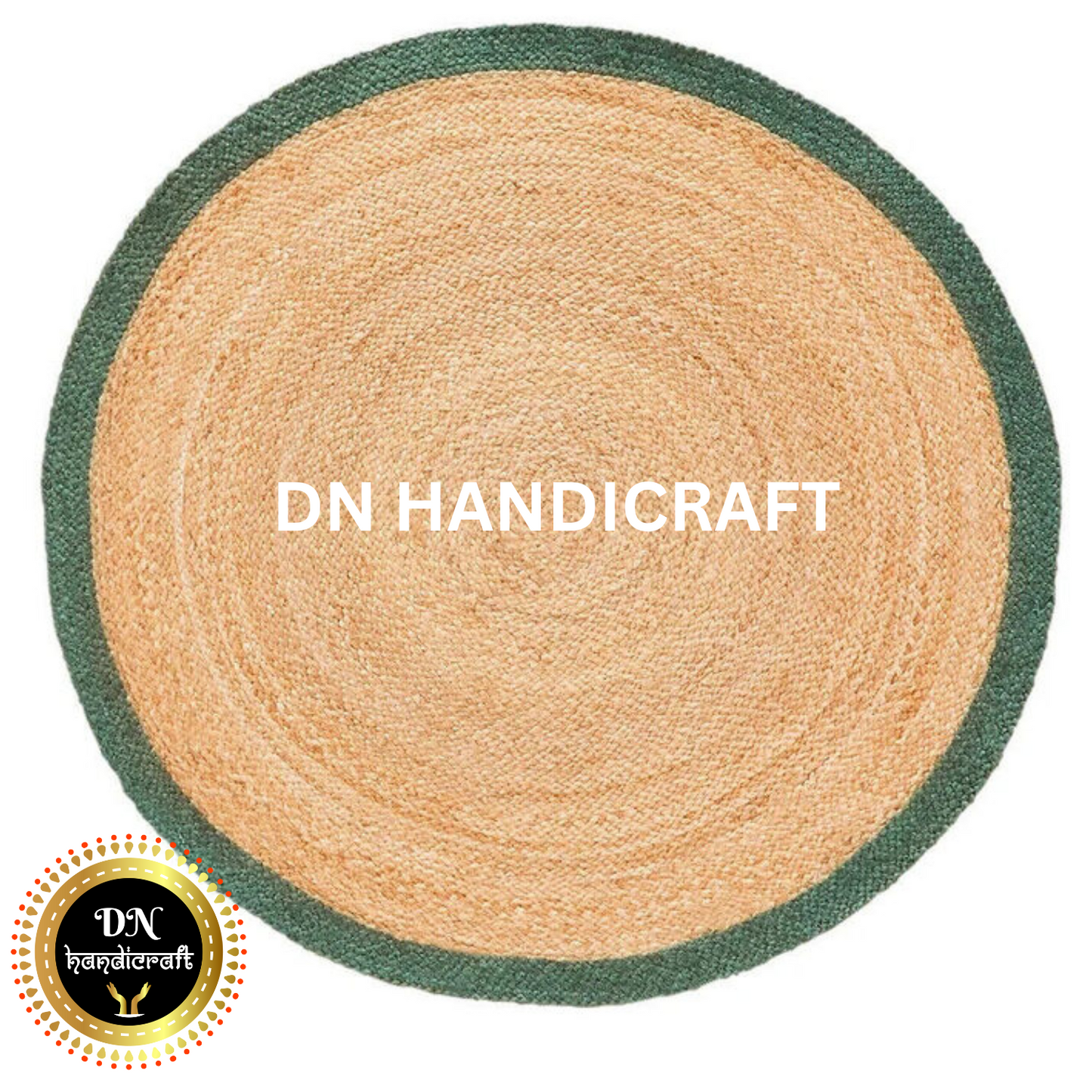 DN Handicraft Rustic Round Braided Jute Rug – Handmade Eco-Friendly Carpet for Dining & Living Spaces