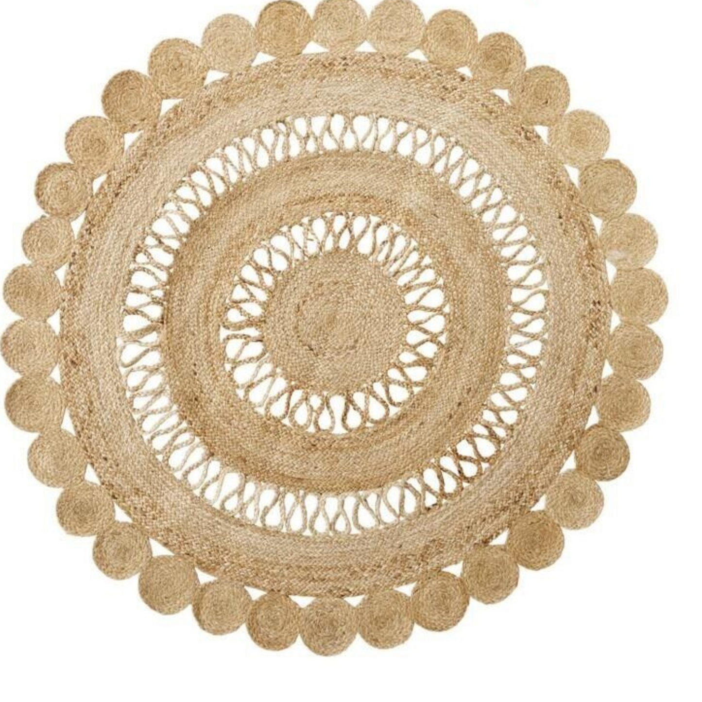DN Handicraft Decorative Round Jute Rug – Handmade Eco-Friendly Braided Carpet for Cozy Floor Décor
