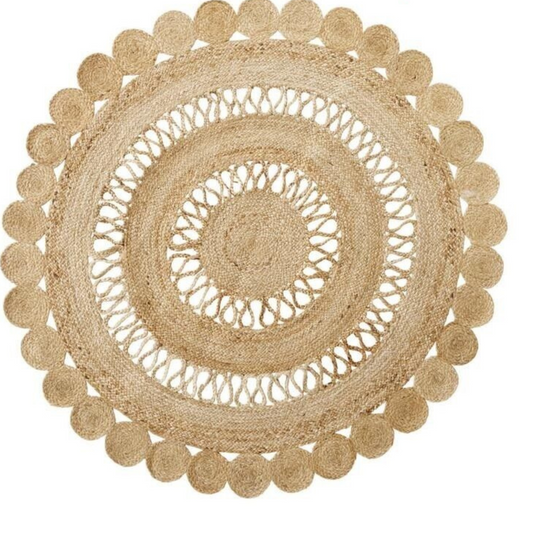 DN Handicraft Decorative Round Jute Rug – Handmade Eco-Friendly Braided Carpet for Cozy Floor Décor