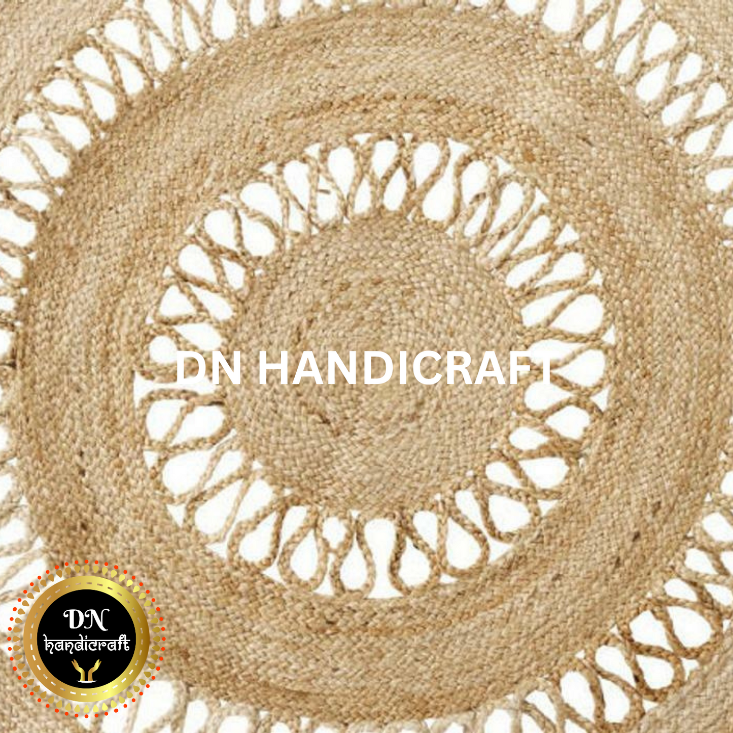 DN Handicraft Decorative Round Jute Rug – Handmade Eco-Friendly Braided Carpet for Cozy Floor Décor