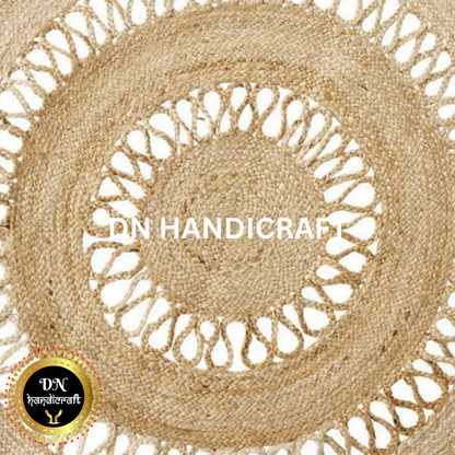 DN Handicraft Decorative Round Jute Rug – Handmade Eco-Friendly Braided Carpet for Cozy Floor Décor