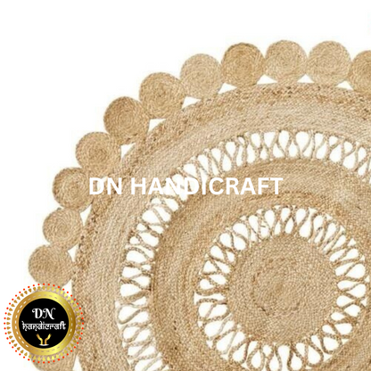 DN Handicraft Decorative Round Jute Rug – Handmade Eco-Friendly Braided Carpet for Cozy Floor Décor