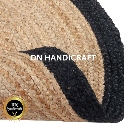 DN Handicraft Braided Round Jute Rug – Handmade Eco-Friendly Rustic Carpet for Living & Dining Rooms
