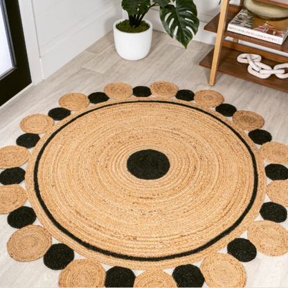 DN Handicraft Sustainable Round Jute Rug – Handmade Braided Natural Fiber Carpet for Home Decoration