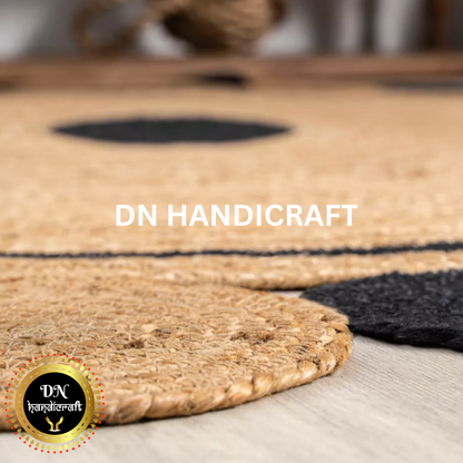 DN Handicraft Sustainable Round Jute Rug – Handmade Braided Natural Fiber Carpet for Home Decoration