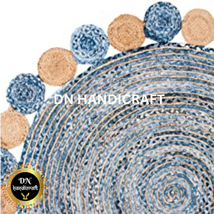 DN Handicraft Handcrafted Round Jute Rug – Sustainable Natural Fiber Carpet for Living Room & Bedroom