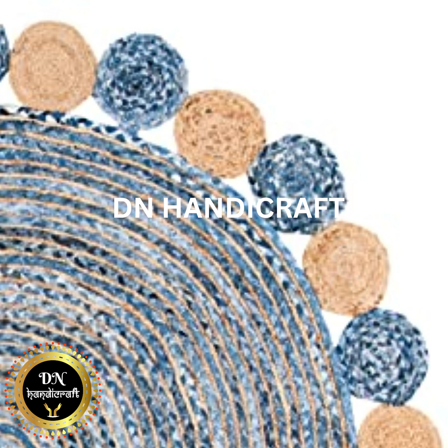 DN Handicraft Handcrafted Round Jute Rug – Sustainable Natural Fiber Carpet for Living Room & Bedroom